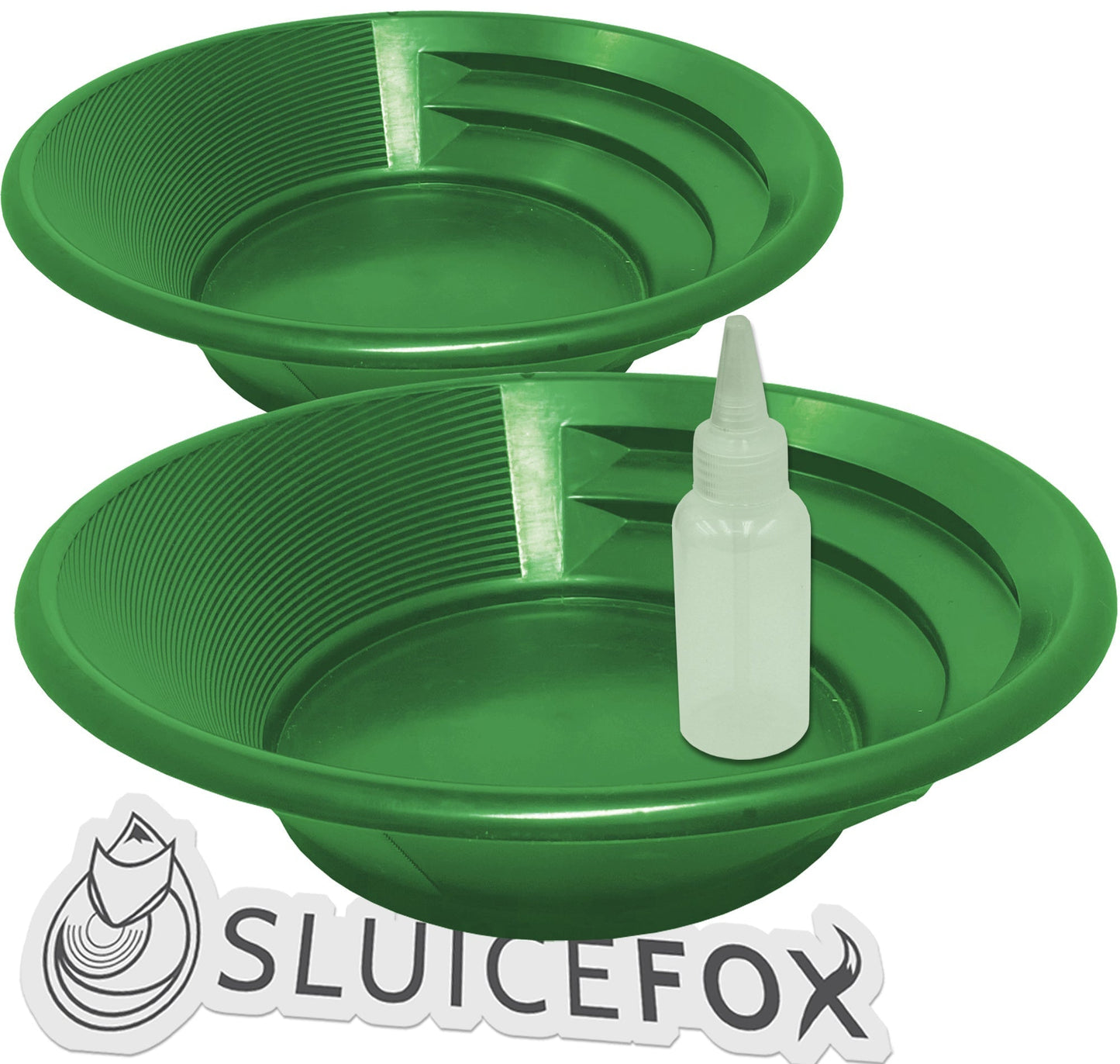 Sluice Fox 2-Pack Gold Panning Starter Kit – 9" Pans + Snifter Bottle