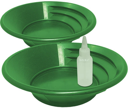 Sluice Fox 2-Pack Gold Panning Starter Kit – 9" Pans + Snifter Bottle